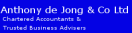 Anthony de Jong & Co Ltd. Chartered Accountants & Trusted Business Advisers